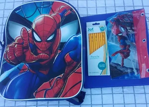 Mochila Marvel Spiderman 15 pulgadas, bolsa para lápices, #2 lápices, carpeta de anillas - Imagen 1 de 5
