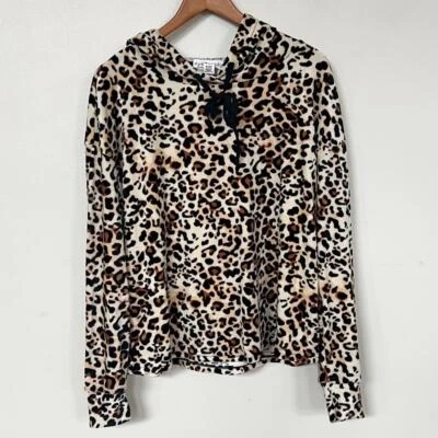 Nueva sudadera con capucha con cordón estampado de leopardo EYE CANDY para mujer talla grande Foto 1 de 4