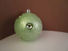 Vintage Plastic Green Glitter Indent Ball Christmas Ornament