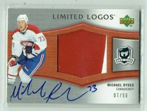 05-06 UD Upper Deck The Cup Limited Logos  Michael Ryder  /50  Patch  Auto