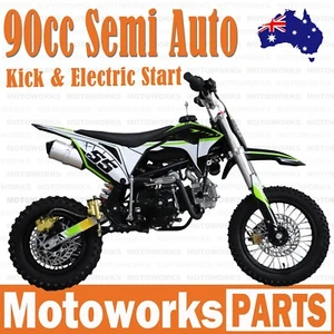 90cc Dirt Trail PIT Bike Motor 2 wheels Electric Start Semi Auto Junior Bike gre - Picture 1 of 16