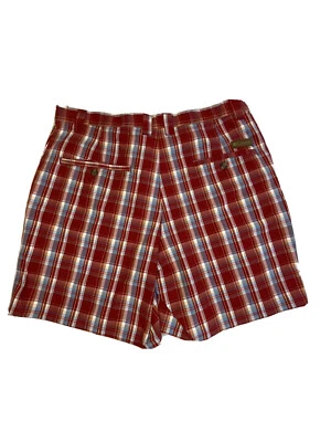 Pantalones Cortos Columbia Omni Sombra Para Hombre Talla 36 Frente Plano Rojo A Cuadros Foto 1 de 4