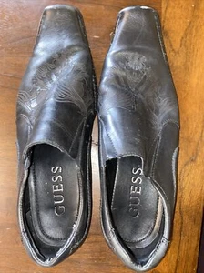 GUESS Marciano Mens Black Leather Loafer Shoes 10 Square Toe - Picture 1 of 4