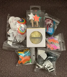 NEW Meri Meri Party Cupcake Kit, Rings And Pick Toppers Birthday, Party Mix Lot - Picture 1 of 12