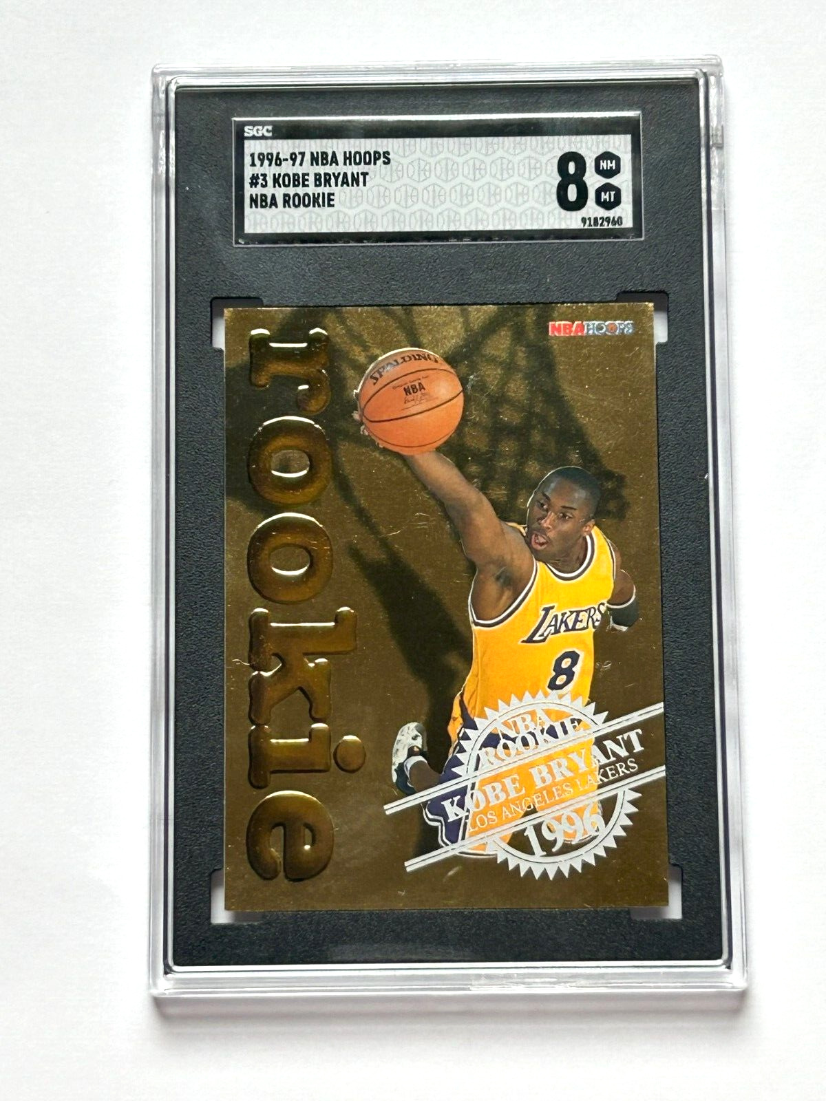 1996-97 NBA Hoops #3 Kobe Bryant Los Angeles Lakers RC Rookie HOF SGC 8 NM to MT