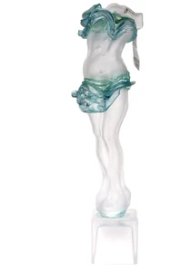 Scultura busto donna ION TAMAIAN arte vetro smerigliato trasparente/acqua soffiato a mano #1 nuova - Foto 1 di 9