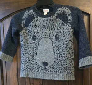 Cat & Jack Youth Kids Sweater 4T Blue Grey Bear Pullover - Picture 1 of 4