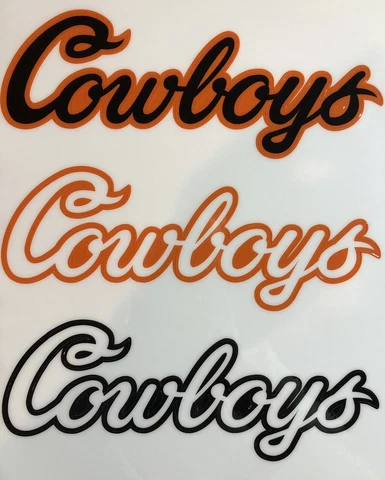 Oklahoma State Football Helmet Decals - Script "COWBOYS" Cover