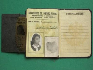 1943 MEXIKO DIRECCION GENERAL DE GOBERNACION WEIBLICHER PERSÖNLICHER AUSWEIS ABZEICHEN - Bild 1 von 1