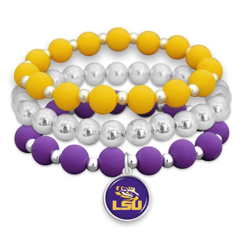 LSU Tigers Amanda Stack Silicone Bracelet Set Cover