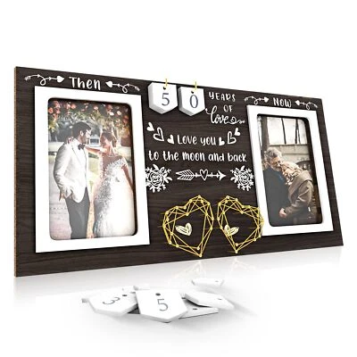 Marco de fotos aniversario entonces y ahora 199 años aniversario regalo de boda para golpe Foto 1 de 4