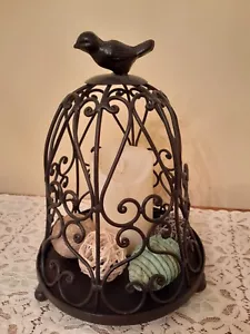 Bell-Shaped Rustic Brown Metal Scrolled Candle Holder Birdcage W/Removal Top - Picture 1 of 9