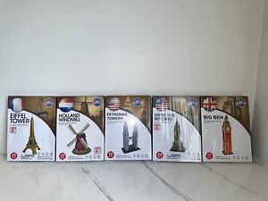SET of 5 - 3d Puzzle, Statue of Liberty, Eiffel Tower, Holland Windmill, More...
