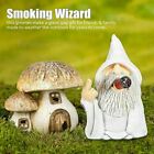 Gnome magicien blanc fumant doigt du milieu jardin jardin jardin pelouse ornement statue décoration