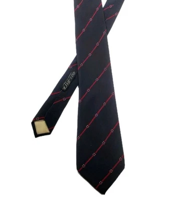 Corbata Alcione Milano para hombre 55 pulgadas 100 % seda rayas negras y rojas  Foto 1 de 4