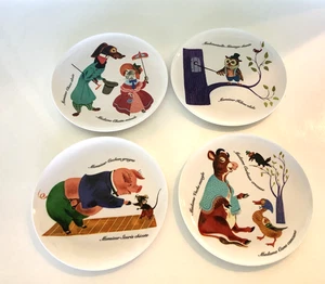 Set of 4 Childs Plates Animals France French Language Melamine Cow Pig Dog Owl - Picture 1 of 9