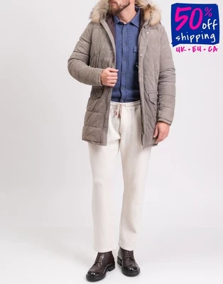 RRP€1350 BARBA NAPOLI Suede Leather Down Parka Jacket IT48 US38 M Made in Italy - Image 1 of 4