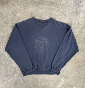 Vintage 90s Club Monaco Crest Uni Logo Pullover Distressed Sweatshirt XL Preppy - Picture 1 of 13