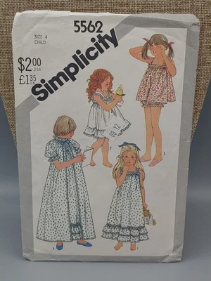 Vintage Simplicity Sewing Pattern 5562 Child’s 6 Nightgown Robe Baby Dolls NOS - Image 1 of 3