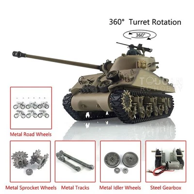 Tanque de radiocontrol Henglong 1/16 7,0 360° 3898 modelo M4A3 Sherman con rueda de oruga de metal Foto 1 de 4
