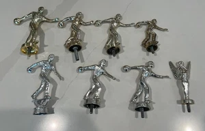 7 Vintage Men's Bowling Trophy Toppers Gold Silver Tone Cast Metal - Picture 1 of 18