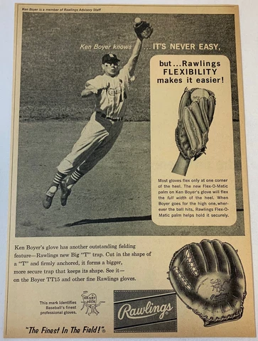 1963 Rawlings baseball glove ad ~ KEN BOYER St Louis Cardinals Cover
