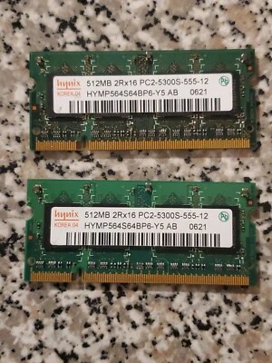 Hynix PC2 - 5300S 512MB SO-DIMM DDR2 Memory (HYMP564S64BP6-Y5 AB) - Image 1 of 2