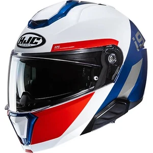 Motorrad Helm M - HJC i91 Bina - Klapphelm weiß-blau-rot-silber - Bild 1 von 5