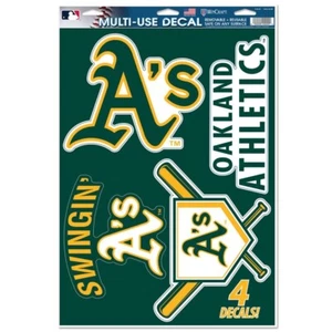 OAKLAND A'S ATHLETICS 4-PACK MULTI USE REMOVABLE REUSABLE DECALS NEW WINCRAFT 🐘 - Picture 1 of 1