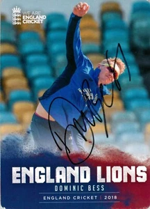 Signed 2018 2019 ENGLAND Cricket Card DOMINIC BESS BBL  - Bild 1 von 3