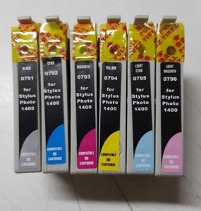 Compatible Epson T0791/0792/0793/ 0794/0795/0796 Ink Cartridges for Stylus 1400 - Picture 1 of 7