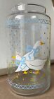 Vintage Country Geese Blue Ribbons & Bows  Glass Jar Canister (no lid)