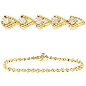 Pulsera de tenis redonda con diamantes triangulares de oro amarillo de 14 K 7" 3,8 mm 9,5 gramos - Imagen 1 de 3
