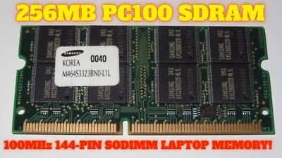 SAMSUNG 256MB SDRAM SDR SD PC100 100MHz 144-PIN SO-DIMM NON-ECC CL2 M464S3323CN0 - Image 1 of 2