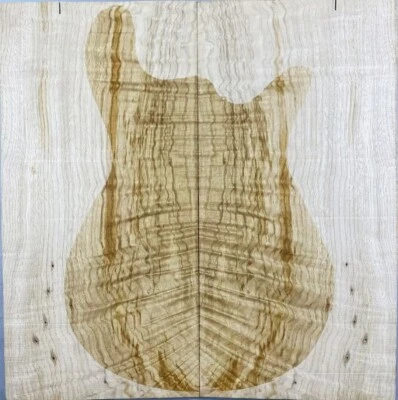 5A Les Paul Guitar Drop Top Ripple Maple Wood Bookmatch Set Luthier Supply - Image 1 of 4