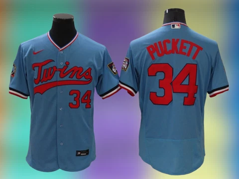 Men's Minnesota Twins #34 Kirby Puckett Cool/Flex Base Blue Stitched Jersey Cover