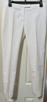 NWT $375 PESERICO Trousers US14 IT50 Stretch Cotton White Flat Front Pants Italy - Image 1 of 4