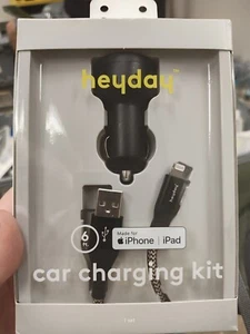 6' Lightning to USB-A Cable 2-Port 3.1A Car Charger - heyday Black/Gold - Picture 1 of 6