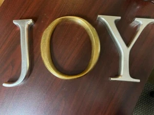 RARE NEW Restoration Hardware 3 Letters “J" "O" "Y" Silver Gold Christmas Decor - Picture 1 of 7
