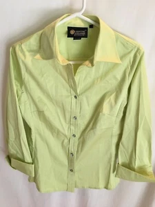 WOMENS LIME GREEN COTTON SPANDEX Christine Alexander Shirt BLOUSE TOP SIZE M 40" - Picture 1 of 4