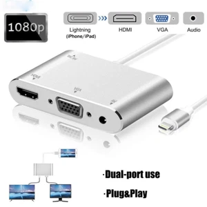 3 in1 Hub iphone ipad to HDMI VGA Audio Adapter For iPhone 11 Pro Max X XS XR AU - Picture 1 of 8
