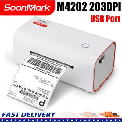 SoonMark M4202 203DPI 50-152mm/s Direct Thermal Label Barcode Printer USB Port - Image 1 of 4