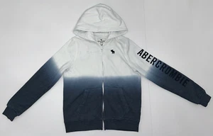 Abercrombie Kids Boys Full Zip Jacket Blue White Embroidered Logo Size 15/16 - Picture 1 of 22