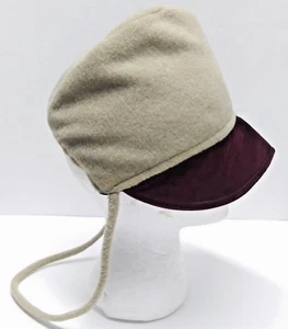 Girl's Tan Bonnet Burgundy Bill & Quilted Lining Laura Ingalls Pioneer Amish Hat - Picture 1 of 5