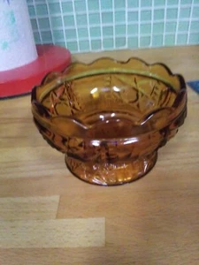 Vintage  Amber Cut Glass 4.5" Candy Trinket Candy Dish - Bild 1 von 4