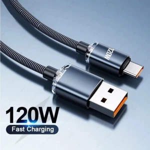 120w Super Fast USB Type-C Charging Cable Braid Phone Charger Lead with Display - Picture 1 of 9
