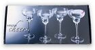 NEW BOX (4) Mikasa CHEERS Stemmed Margarita Glasses Etched Crystal Discontinued