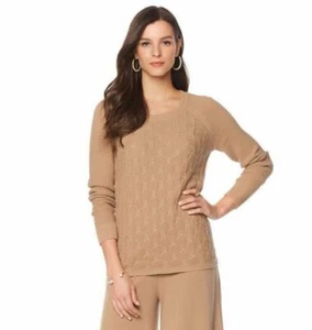 WENDY WILLIAMS Size M Long Sleeve Top Pullover Sweater TAUPE M - Picture 1 of 2