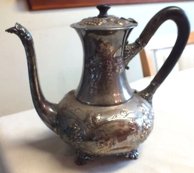 Antigua tetera/cafetera Sheffied plateada sobre cobre Inglaterra 059 Art Noveau Foto 1 de 4