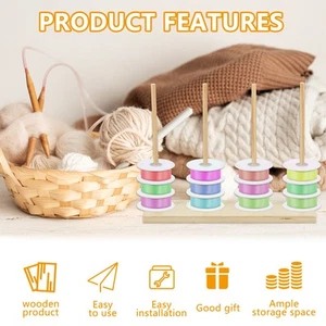 2 Pcs Ribbon Organizer Wood Ribbon Storage Rack Space Saving Spool Holder paXwX - Picture 1 of 11